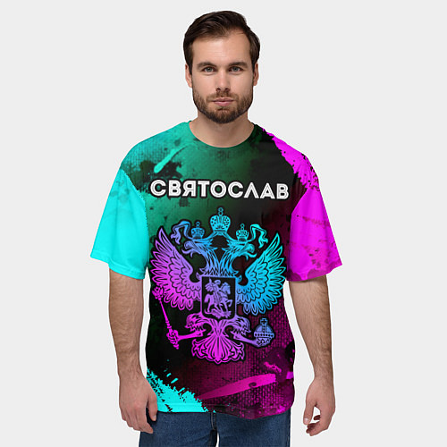 Мужская футболка оверсайз Святослав Россия / 3D-принт – фото 3