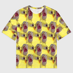 Мужская футболка оверсайз Попугай Корелла Орёт Мем