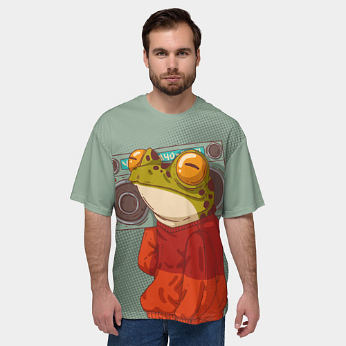 Мужская футболка оверсайз Лягуха с мафоном / 3D-принт – фото 3