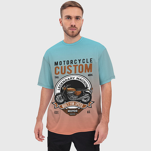 Мужская футболка оверсайз Кастомный мотоцикл / 3D-принт – фото 3