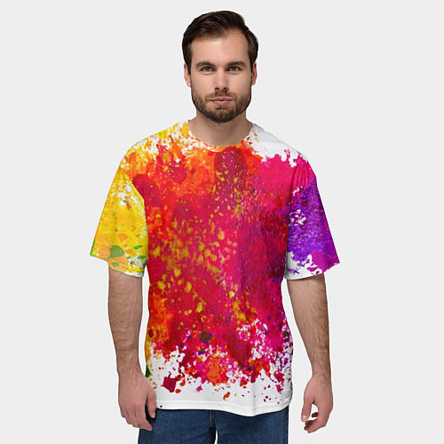 Мужская футболка оверсайз Красочный BOOM / 3D-принт – фото 3