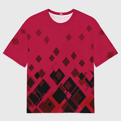 Футболка оверсайз мужская Геометрический узор в красно-черных тонах, цвет: 3D-принт