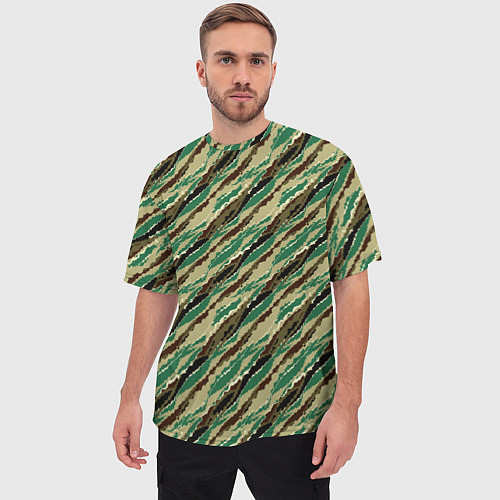 Мужская футболка оверсайз Абстрактный узор камуфляжной расцветки / 3D-принт – фото 3