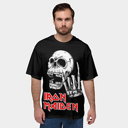 Футболка оверсайз мужская Iron Maiden Череп, цвет: 3D-принт — фото 2