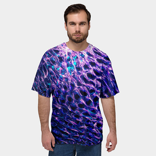 Мужская футболка оверсайз Световая живопись - абстракция / 3D-принт – фото 3