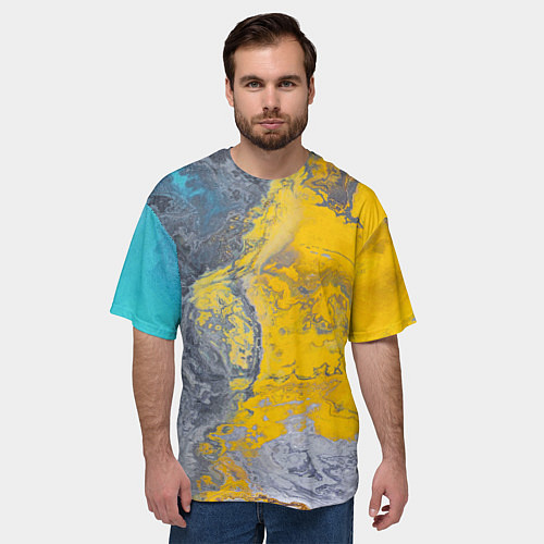 Мужская футболка оверсайз Извержение Красок / 3D-принт – фото 3