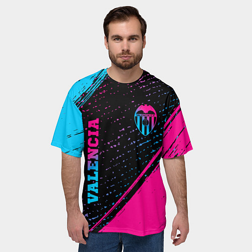 Мужская футболка оверсайз Valencia Neon Gradient / 3D-принт – фото 3