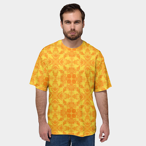 Мужская футболка оверсайз Желтый абстрактный летний орнамент / 3D-принт – фото 3