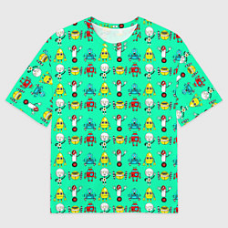 Футболка оверсайз мужская COLORFUL ROBOTS, цвет: 3D-принт
