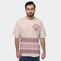 Футболка оверсайз мужская Коричневые полосы на кремовом фоне stripes cream c, цвет: 3D-принт — фото 2