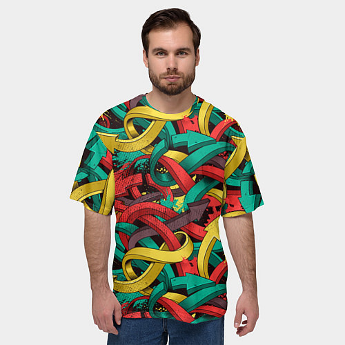 Мужская футболка оверсайз Граффити стрелки Паттерн / 3D-принт – фото 3