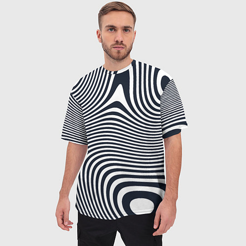 Мужская футболка оверсайз Гипнотические волны / 3D-принт – фото 3