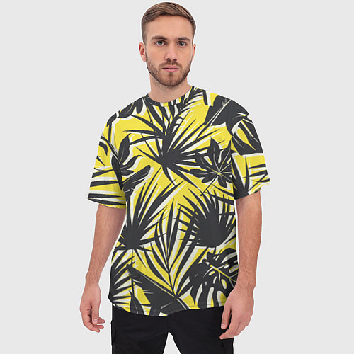 Мужская футболка оверсайз Красочная Тропическая Листва / 3D-принт – фото 3