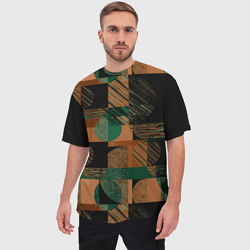 Мужская футболка оверсайз Текстурированный абстрактный, геометрический принт / 3D-принт – фото 3