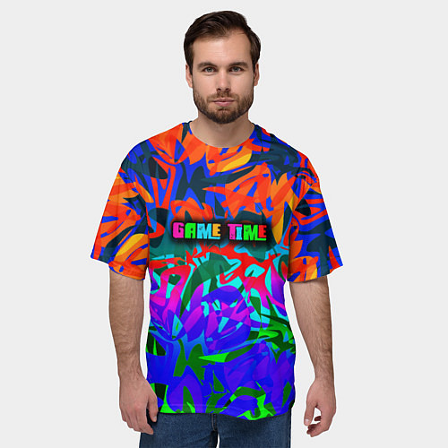 Мужская футболка оверсайз Game time Абстрактный пятнистый узор / 3D-принт – фото 3