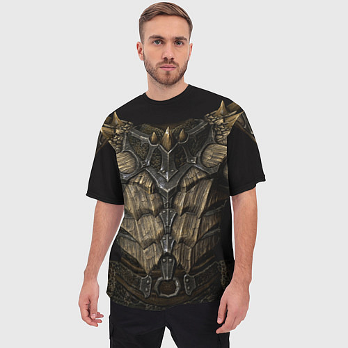 Мужская футболка оверсайз Драконья чешуйчатая броня из SKYRIM / 3D-принт – фото 3