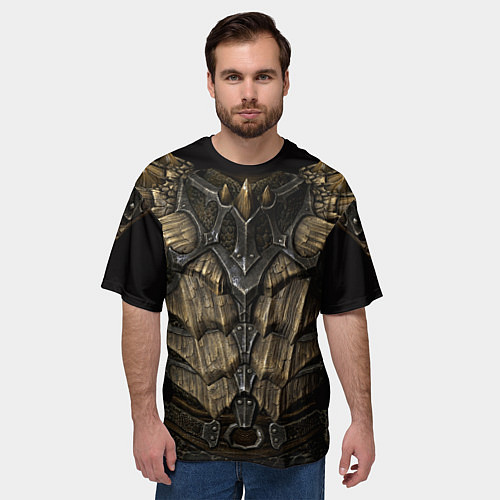 Мужская футболка оверсайз Драконья чешуйчатая броня из SKYRIM / 3D-принт – фото 3