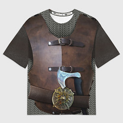 Футболка оверсайз мужская Кожаный славянский доспех с топором, цвет: 3D-принт