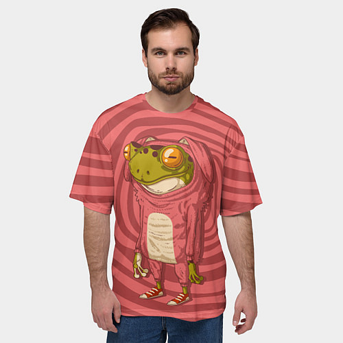 Мужская футболка оверсайз Лягушка-зайчик / 3D-принт – фото 3