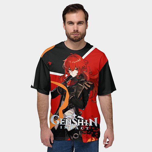 Мужская футболка оверсайз Дилюк-красноволосый холостяк / 3D-принт – фото 3