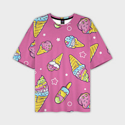 Мужская футболка оверсайз Разноцветное Мороженое Со Звёздочками