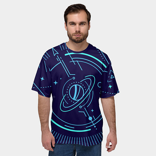Мужская футболка оверсайз Абстрактный Космос из Линии / 3D-принт – фото 3