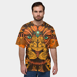 Футболка оверсайз мужская Африканский Лев Морда Льва с узорами Мандала, цвет: 3D-принт — фото 2