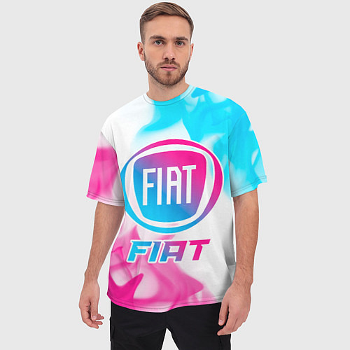 Мужская футболка оверсайз Fiat Neon Gradient / 3D-принт – фото 3