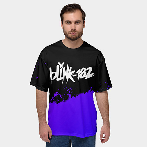 Мужская футболка оверсайз Blink 182 Purple Grunge / 3D-принт – фото 3