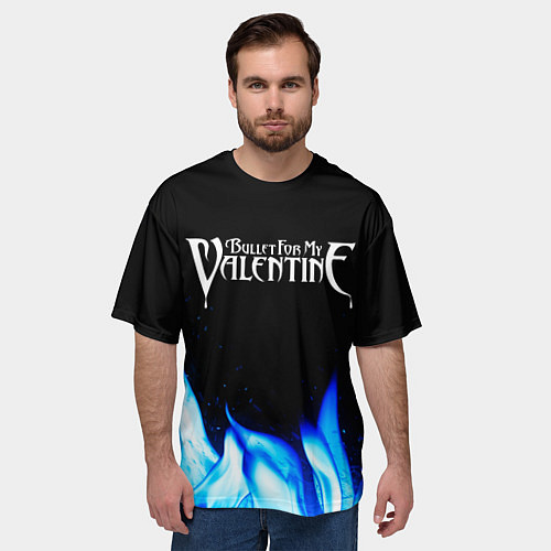 Мужская футболка оверсайз Bullet For My Valentine Blue Fire / 3D-принт – фото 3