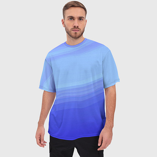 Мужская футболка оверсайз Blue abstract pattern / 3D-принт – фото 3