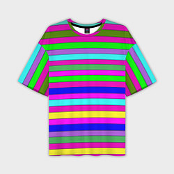 Мужская футболка оверсайз Multicolored neon bright stripes