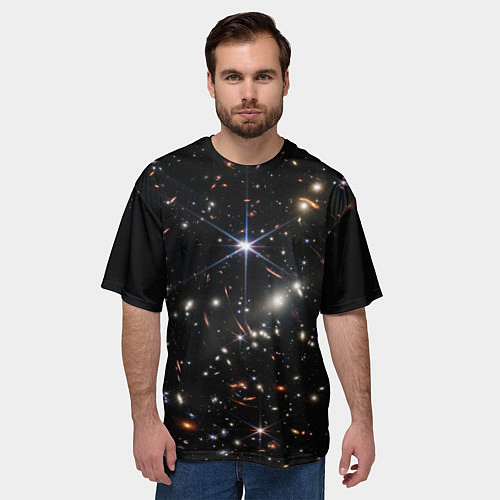 Мужская футболка оверсайз Новое изображение ранней вселенной от Джеймса Уэбб / 3D-принт – фото 3
