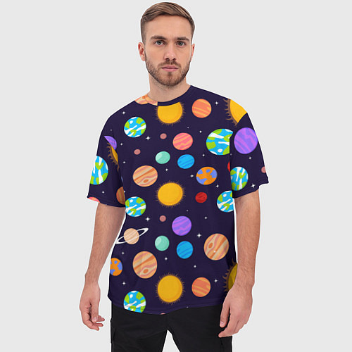 Мужская футболка оверсайз Солнечная Система Планет / 3D-принт – фото 3