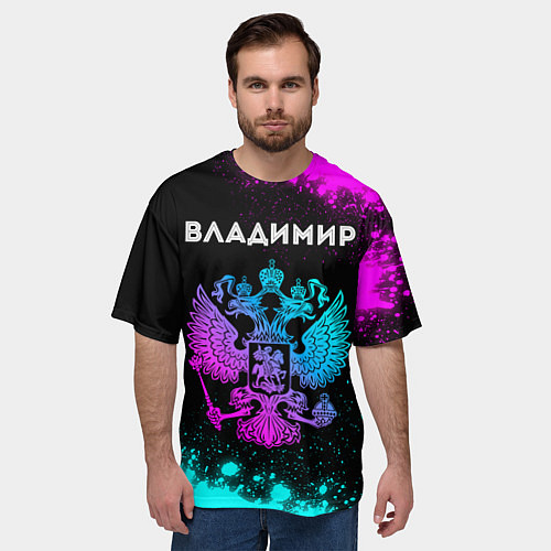 Мужская футболка оверсайз Владимир Россия / 3D-принт – фото 3