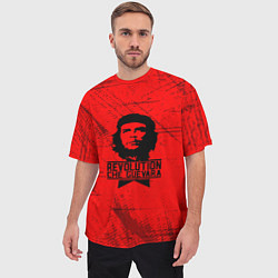 Футболка оверсайз мужская Че Гевара - на красном фоне, цвет: 3D-принт — фото 2