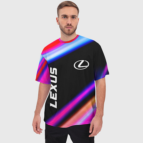Мужская футболка оверсайз Lexus Speed Lights / 3D-принт – фото 3