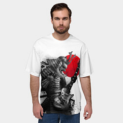 Футболка оверсайз мужская Самурай гитарист, цвет: 3D-принт — фото 2