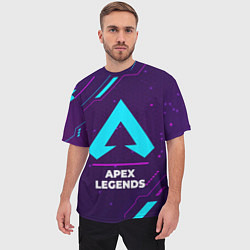Футболка оверсайз мужская Символ Apex Legends в неоновых цветах на темном фо, цвет: 3D-принт — фото 2