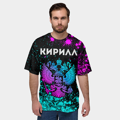 Мужская футболка оверсайз Кирилл Россия / 3D-принт – фото 3