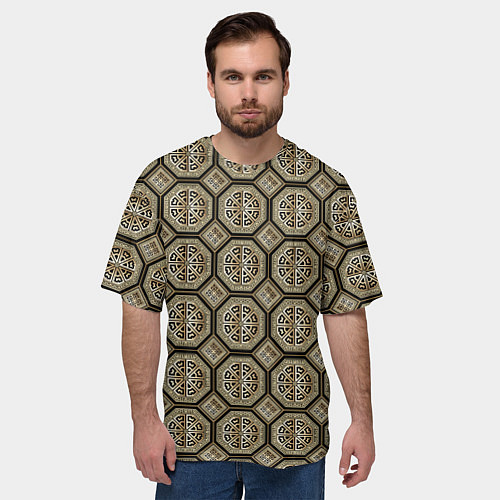 Мужская футболка оверсайз Классические узоры - ромбы / 3D-принт – фото 3