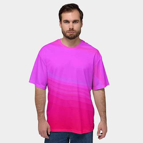 Мужская футболка оверсайз Neon pink bright abstract background / 3D-принт – фото 3