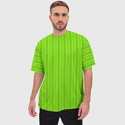 Футболка оверсайз мужская Зеленые узоры из линий, цвет: 3D-принт — фото 2