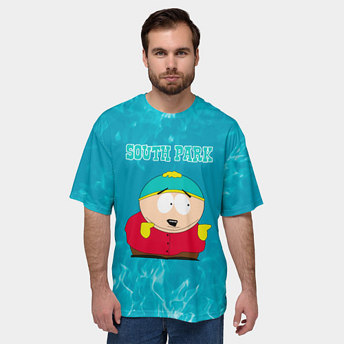 Мужская футболка оверсайз Южный Парк - пламя / 3D-принт – фото 3
