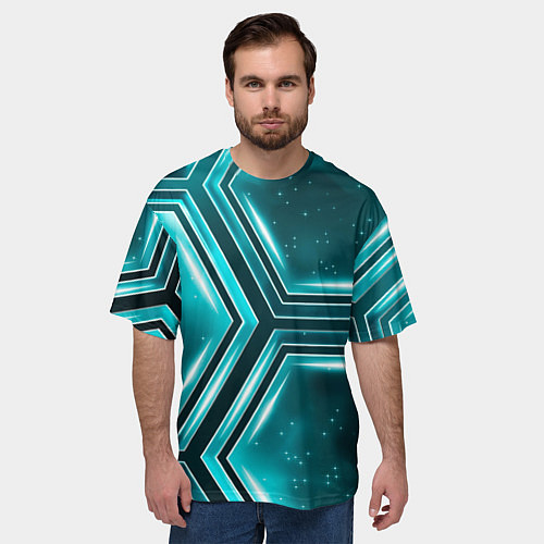 Мужская футболка оверсайз Космические соты / 3D-принт – фото 3