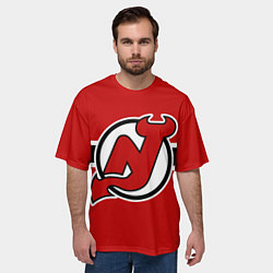 Футболка оверсайз мужская Нью-Джерси Девилз форма, цвет: 3D-принт — фото 2
