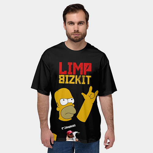 Мужская футболка оверсайз Limp Bizkit Симпсоны / 3D-принт – фото 3
