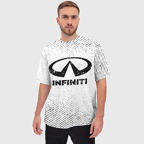 Мужская футболка оверсайз Infiniti с потертостями на светлом фоне / 3D-принт – фото 3