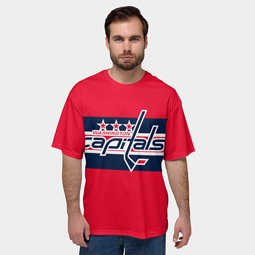 Мужская футболка оверсайз Вашингтон Кэпиталз форма / 3D-принт – фото 3