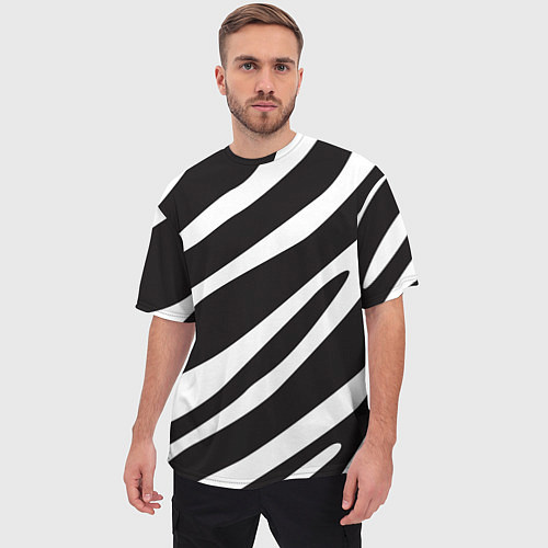 Мужская футболка оверсайз Анималистичный рисунок зебра / 3D-принт – фото 3